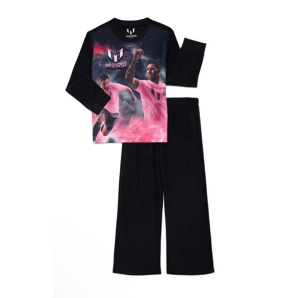 Lionel Messi Boys Long Sleeve Top and Pants 2-Piece Pajama Set Fleece XS (4/5)